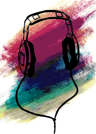 Headphones on an abstract background