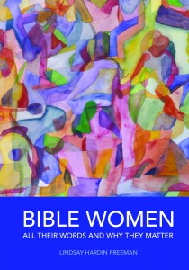 Book cover for Bible Women, depicting women talking in close-up with a stain-glass motif/style